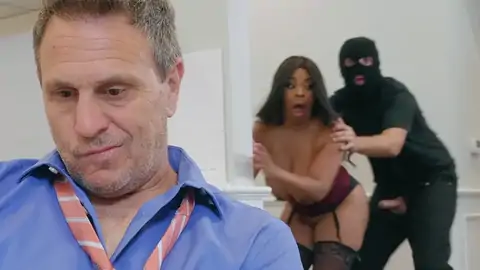 Burglar concludes up pounding a buxom dark-hued with gigantic bobos