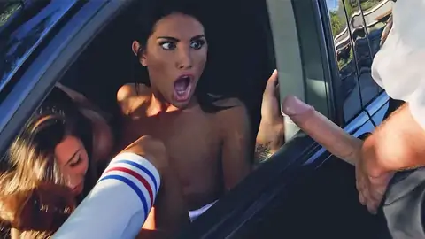 The cop flashes his man meat 2 a duo of lezzies