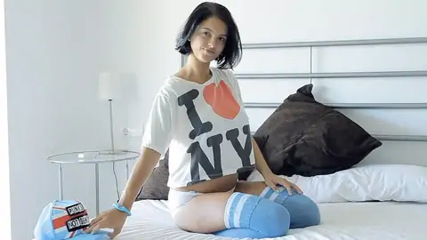 Teenage honey taunting with massive innate orbs and puny booty