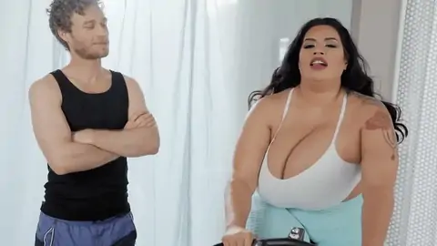 He can't help but gawp at her fat breasts