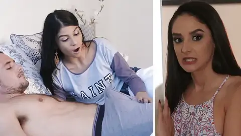 The MILF is spying on the nubile giving a fellatio