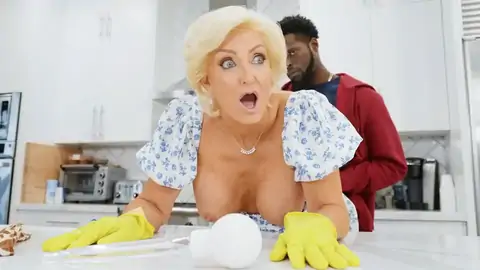 Light-Haired GILF is drilled in the standing rear end style