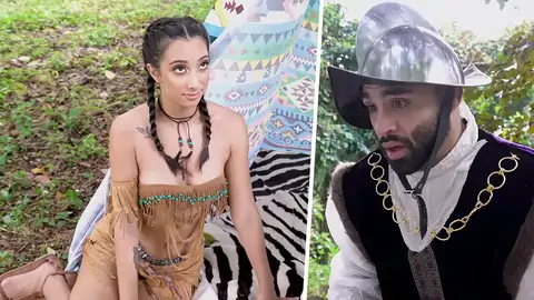 Outdoors poke-out for a lady cosplaying as an Indian