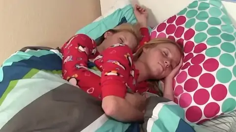 Wonderful POINT OF VIEW forearm-job by petite stepdaughters in pajamas